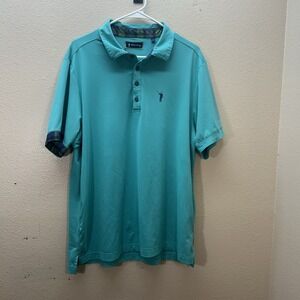 William Murray Golf Polo Shirt Performance Tech Mens L Turquoise Contrast Sleeve